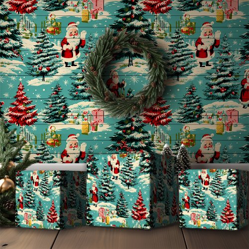 Retro Santa Wonderland Wrapping Paper