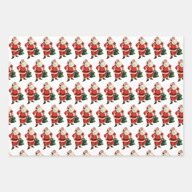 Retro Santa Wrapping Paper Sheets (Front)