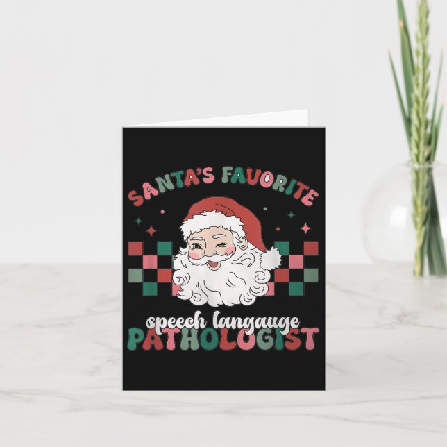 Retro Santa's Favorite Speech Language Christmas S Card (Front)