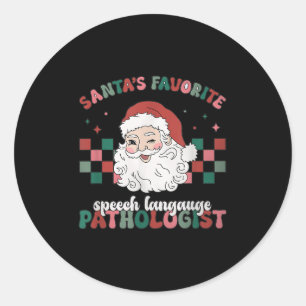 Retro Santa's Favorite Speech Language Christmas S Classic Round Sticker
