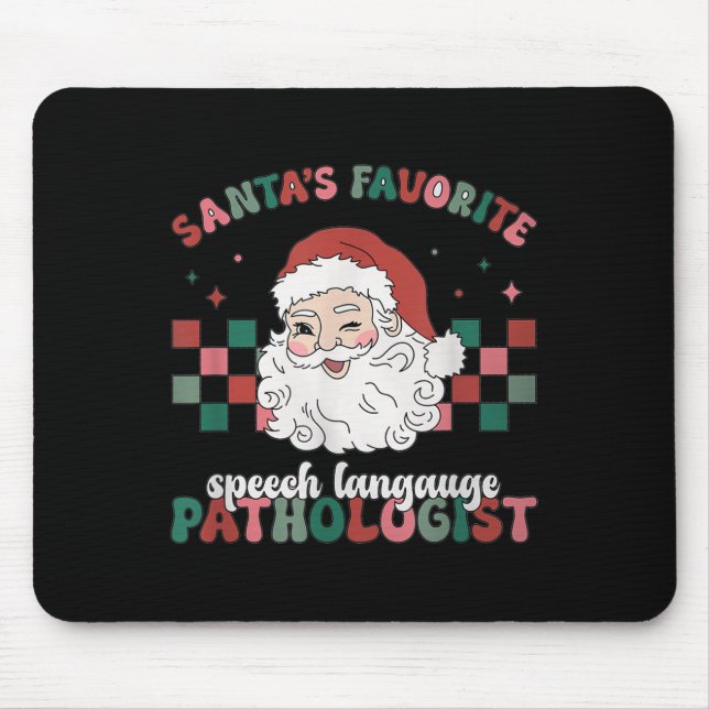 Retro Santa's Favorite Speech Language Christmas S Mouse Pad (Front)