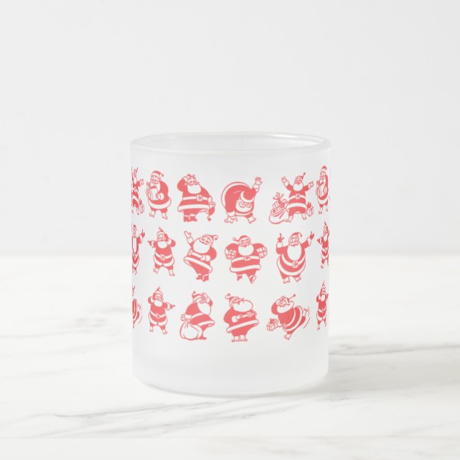 Retro Santas Frosted Glass Coffee Mug (Center)