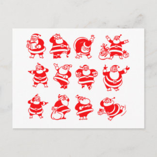 Retro Santas Holiday Postcard