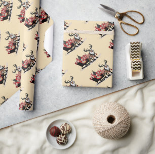 Retro Santa's Sleigh Christmas Wrapping Paper