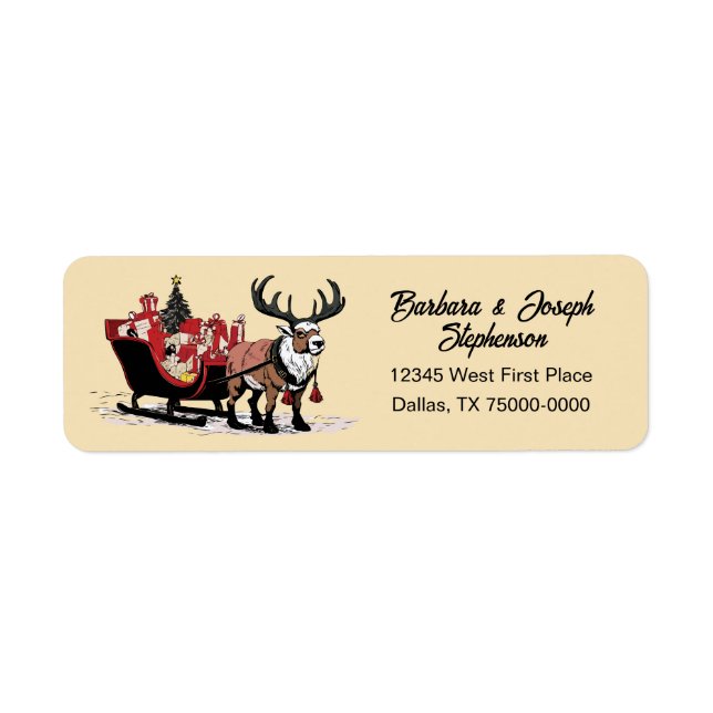 Retro Santa's Sleigh Return Address Label (Front)