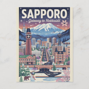Retro Sapporo Japan Travel Poster Vintage Art Holiday Postcard