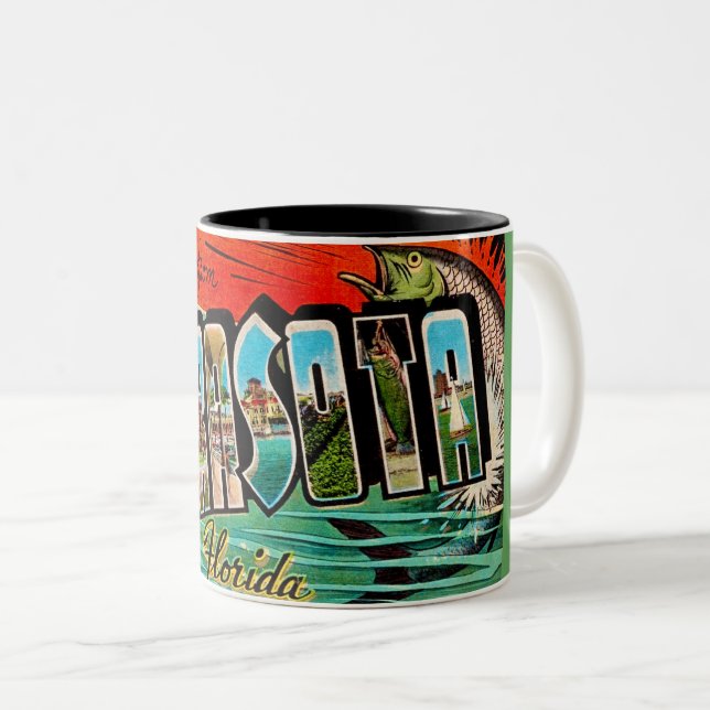 Retro Sarasota Florida Postcard Mug (Front Right)