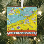 Retro Sarasota Map  Ornament<br><div class="desc">A vintage,  hand-drawn map of the City of Sarasota repurposed on an ornament.</div>