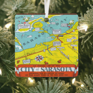 Retro Sarasota Map Ornament