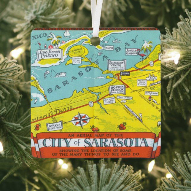 Retro Sarasota Map  Ornament (Insitu)