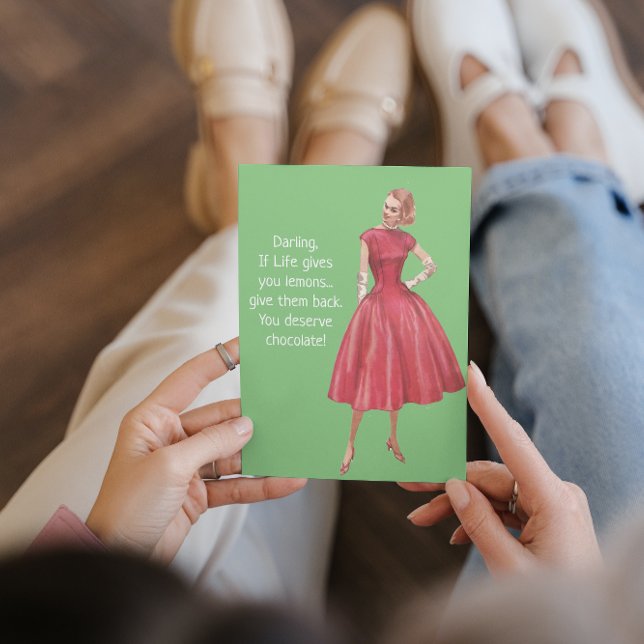 Retro Sarcastic Woman- If Life Gives You Lemons  Card (Creator Uploaded)