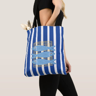 Retro Sardine Can Illustration Nautical Tote Bag