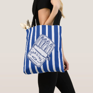 Retro Sardine Can Illustration Nautical Tote Bag