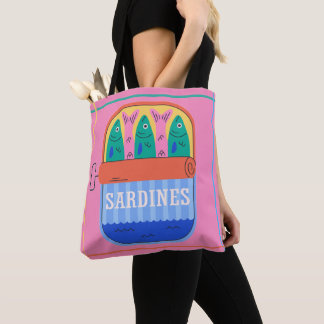 Retro Sardine Can Illustration Pink  Tote Bag