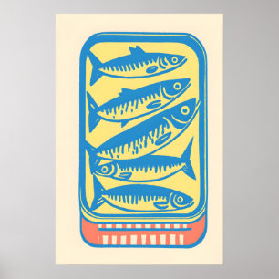 Retro Sardine Can Pop Art Print Minimalist Food