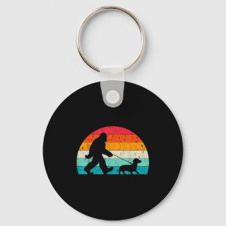 Retro Sasquatch Lover Doxie Wiener Dog Walker Bigf Keychain