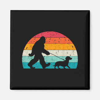 Retro Sasquatch Lover Doxie Wiener Dog Walker Magnet