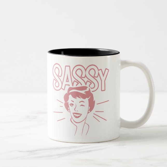 Retro Sassy Attitude Two-Tone Coffee Mug (Right)