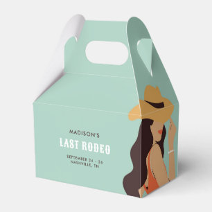 Retro Sassy Last Rodeo Pink Green Bachelorette Favor Boxes