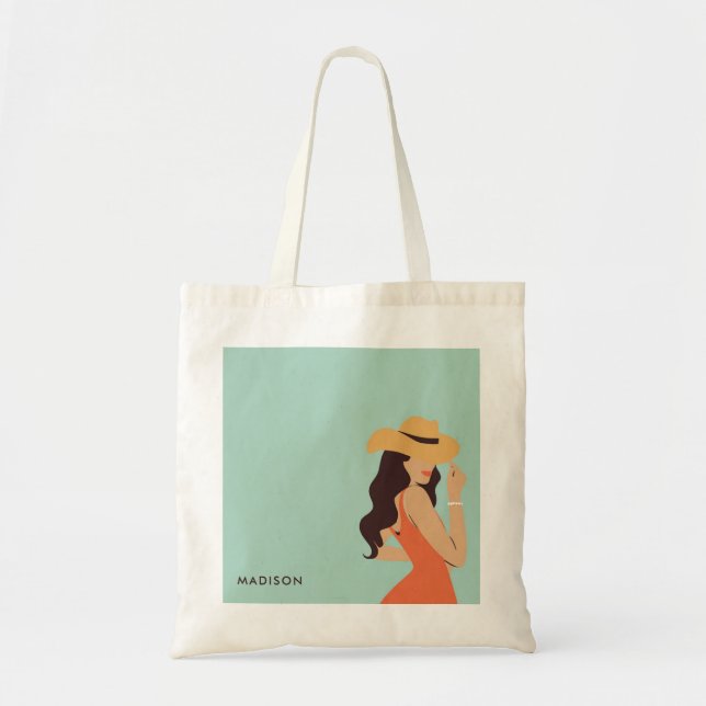 Retro Sassy Last Rodeo Pink Green Bachelorette Tote Bag (Front)