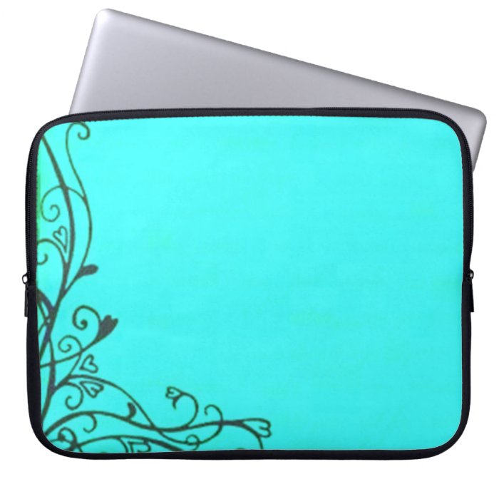 Retro Sassy Sissy Vintage Floral Teal Peacock Computer Sleeve