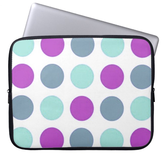 Retro Sassy Sissy Violet Teal Polkadot Girly Laptop Sleeve (Front)