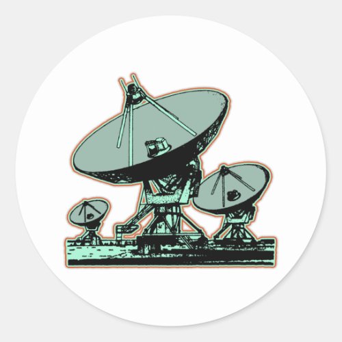 Retro Satellite Dish Graphic Classic Round Sticker