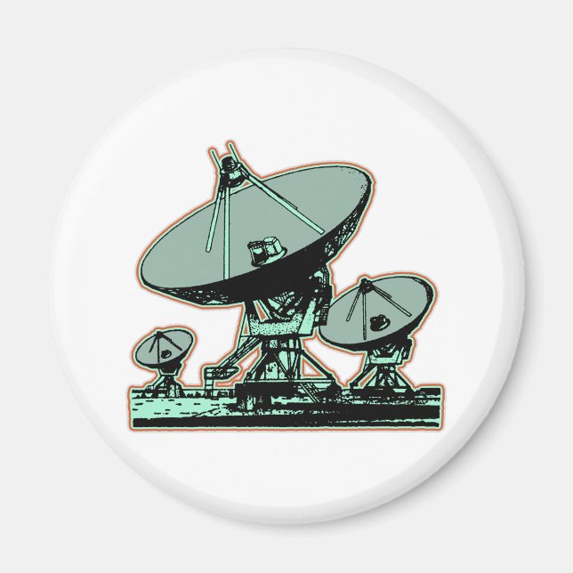 Retro Satellite Dish Graphic Magnet (Front)
