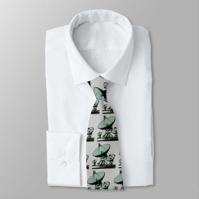 Retro Satellite Dish Graphic Neck Tie (Tied)