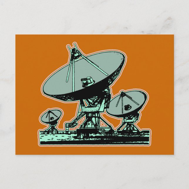 Retro Satellite Dish Graphic Postcard (Front)