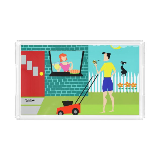 Retro Saturday Morning Acrylic Serving Tray (Front)