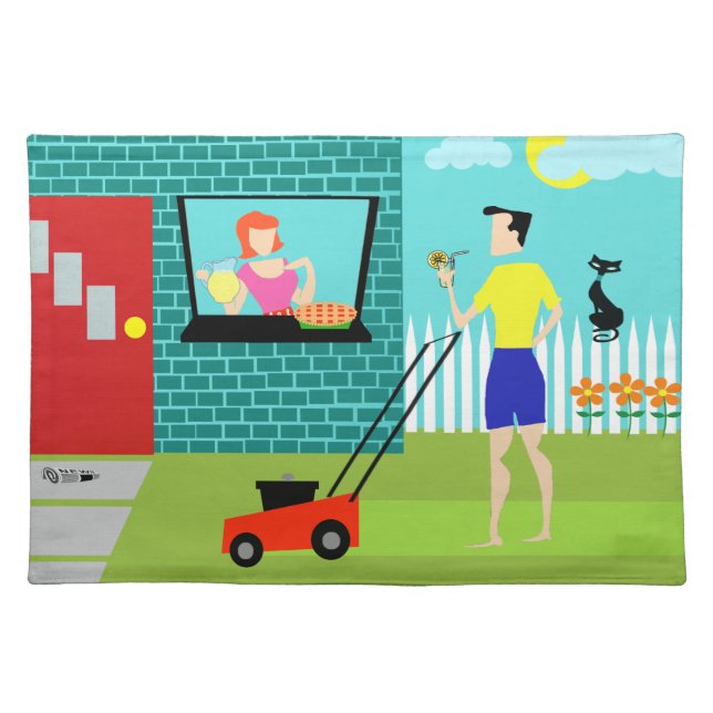 Retro Saturday Morning Cloth Placemat (Front)