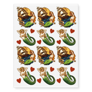 Retro Saucy Mermaids Temporary Tattoos
