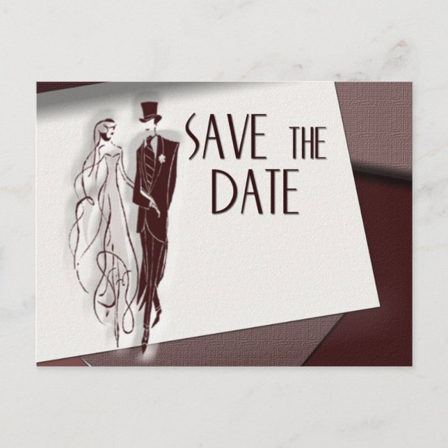 Retro Save the date Announcement Postcard (Front)