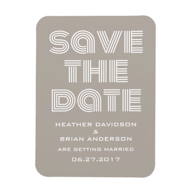 Retro Save the Date Magnet, Beige Magnet (Vertical)