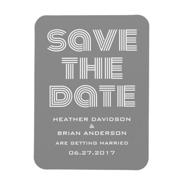 Retro Save the Date Magnet, Gray Magnet (Vertical)