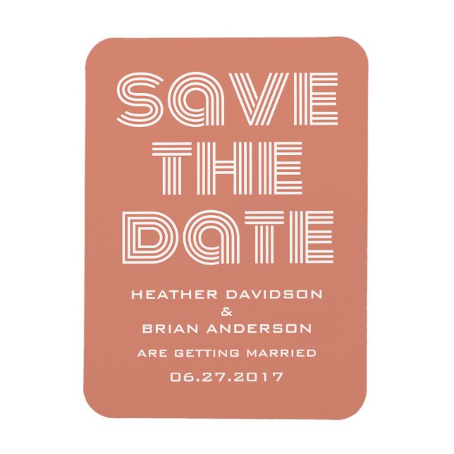 Retro Save the Date Magnet, Orange Magnet (Vertical)