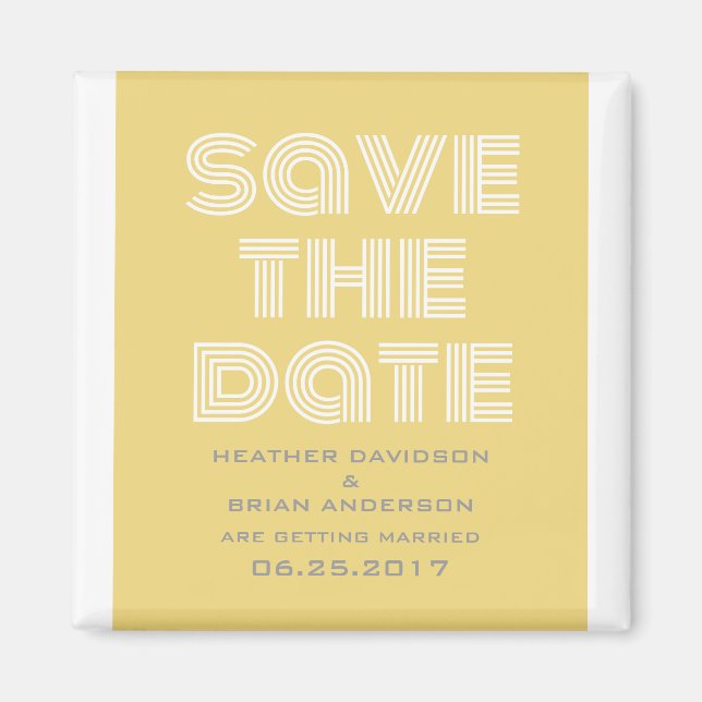 Retro Save the Date Magnet, Yellow Magnet (Front)