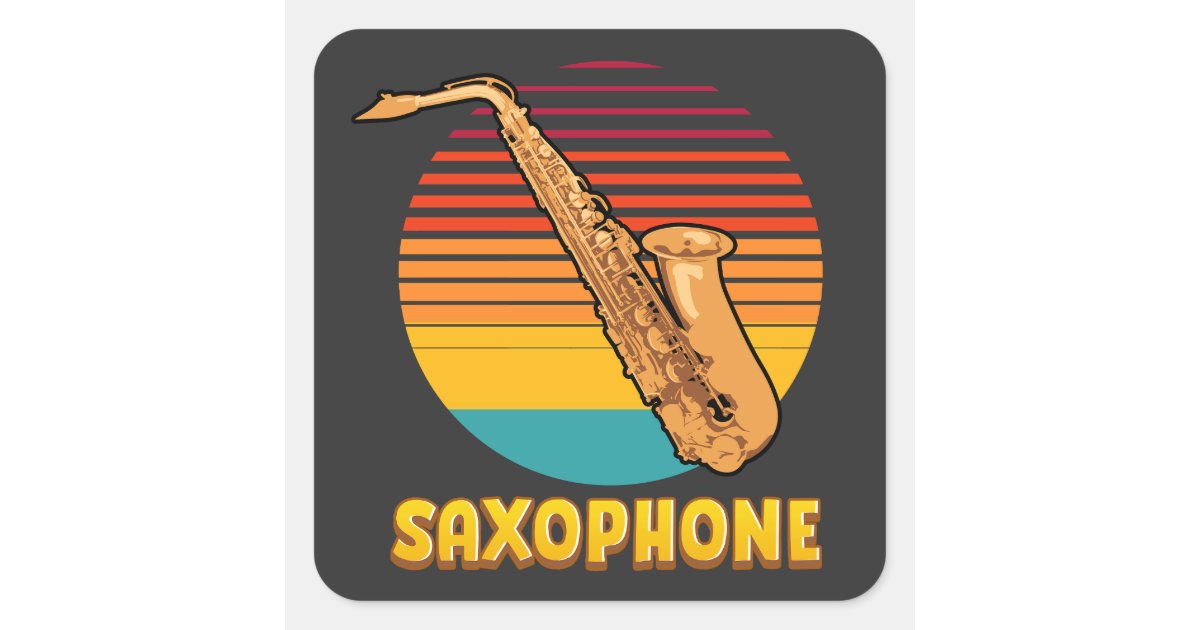 Retro Saxophone Square Sticker | Zazzle