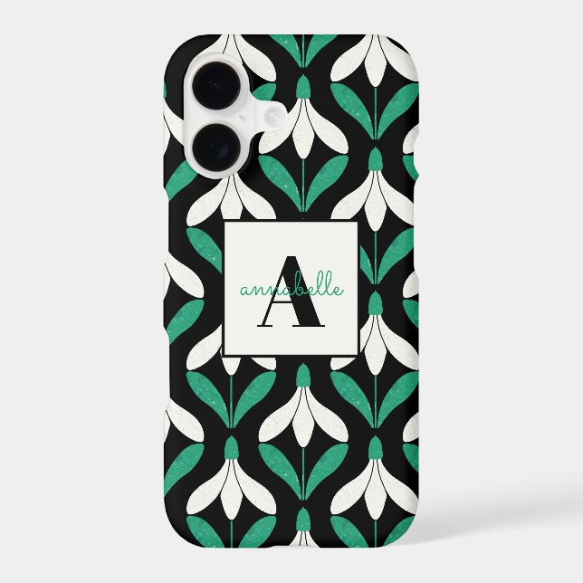 Retro Scandi Mid Century Modern Snowdrop pattern Case-Mate iPhone Case (Back)