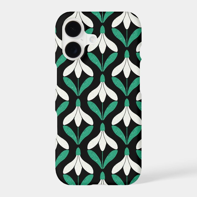 Retro Scandi Mid Century Modern Snowdrop pattern Case-Mate iPhone Case (Back)