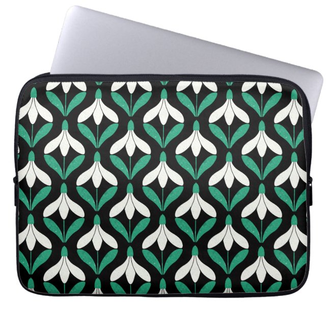 Retro Scandi Mid Century Modern Snowdrop pattern Laptop Sleeve (Front)