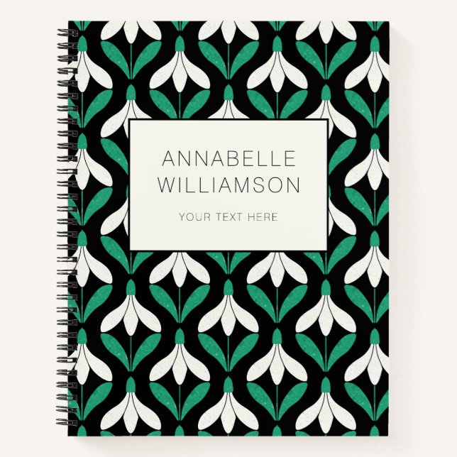 Retro Scandi Mid Century Modern Snowdrop pattern Notebook (Front)