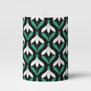 Retro Scandi Mid Century Modern Snowdrop pattern Pillar Candle
