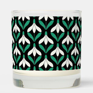 Retro Scandi Mid Century Modern Snowdrop pattern Scented Candle