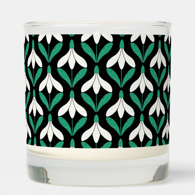 Retro Scandi Mid Century Modern Snowdrop pattern Scented Candle (Front)
