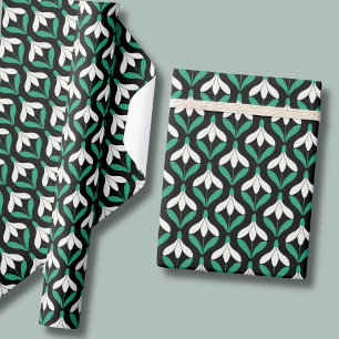 Retro Scandi Mid Century Modern Snowdrop pattern Wrapping Paper