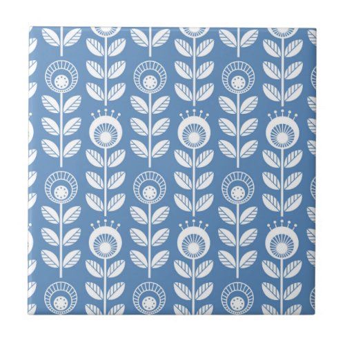 Retro Scandinavian Blue Pattern Ceramic Tile