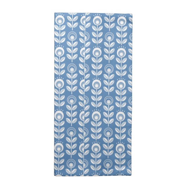 Retro Scandinavian Blue Pattern Cloth Napkin (Half Fold)
