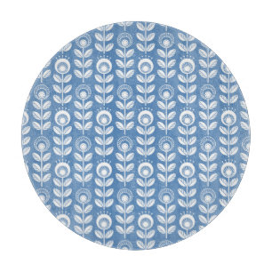 Retro Scandinavian Blue Pattern Cutting Board